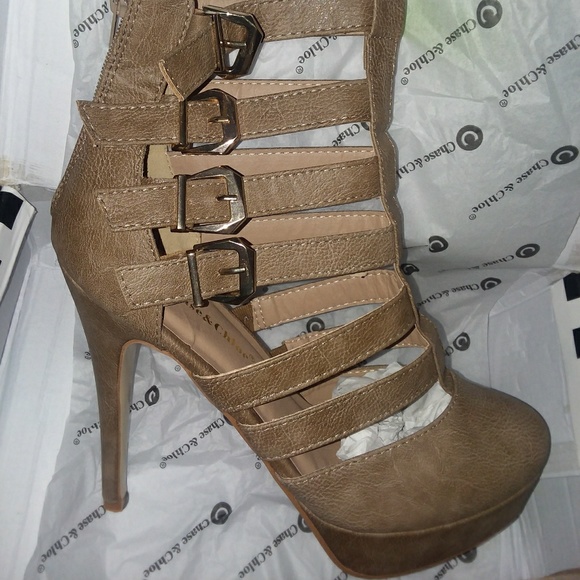 Nude Cage Buckle Platform Stilleto Booties - Picture 5 of 7